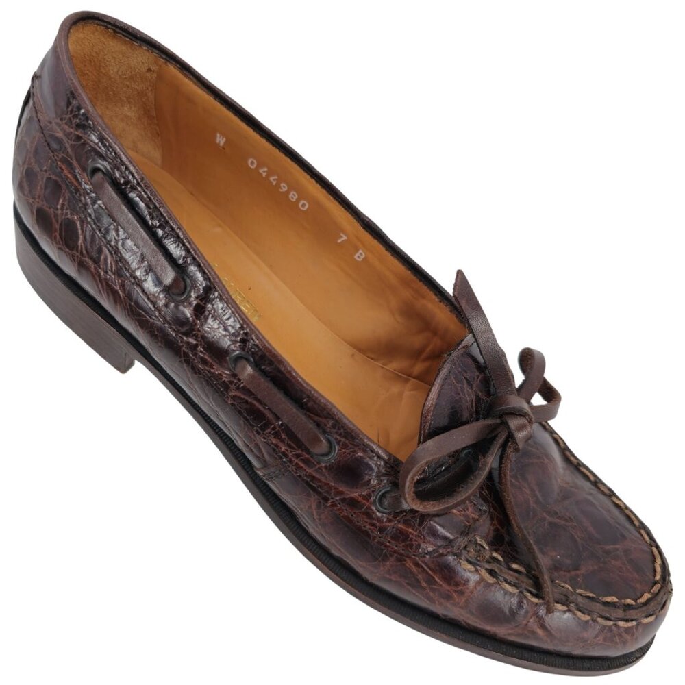 Vintage Ralph Lauren Italy Exotic Brown Alligator Womens 7B Dress Shoes Loafers
